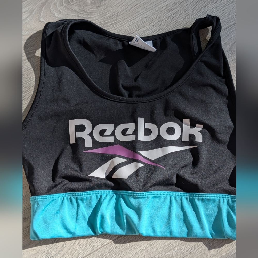 Reebok Women's Black and Blue Swim Top